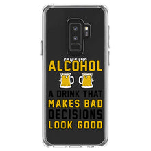 DistinctInk® Clear Shockproof Hybrid Case for Apple iPhone / Samsung Galaxy / Google Pixel - Alcohol Makes Bad Decisions Look Good