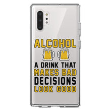 DistinctInk® Clear Shockproof Hybrid Case for Apple iPhone / Samsung Galaxy / Google Pixel - Alcohol Makes Bad Decisions Look Good