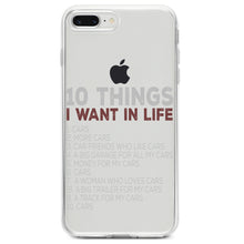 DistinctInk® Clear Shockproof Hybrid Case for Apple iPhone / Samsung Galaxy / Google Pixel - Things I Want In Life - Cars, Money, Woman