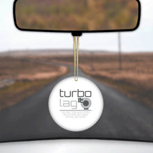 DistinctInk® Hanging Ceramic Christmas Tree Ornament with Gold String - Great Gift / Present - 2 3/4 inch Diameter - Turbo Lag - Giving N/A Cars False Hope