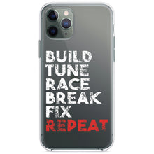 DistinctInk® Clear Shockproof Hybrid Case for Apple iPhone / Samsung Galaxy / Google Pixel - Build Tune Race Break Fix Repeat