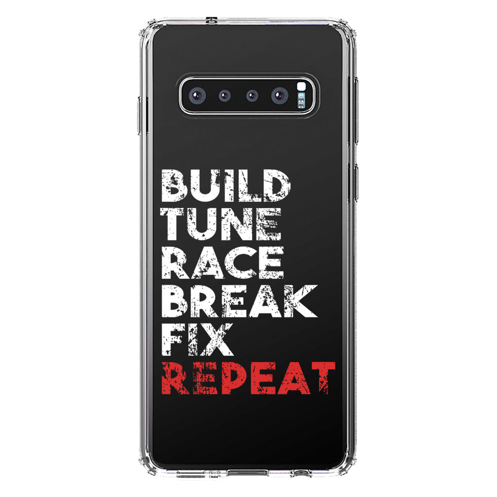 Build Tune Race Break Fix Repeat Clear Shockproof iPhone Case, view 17