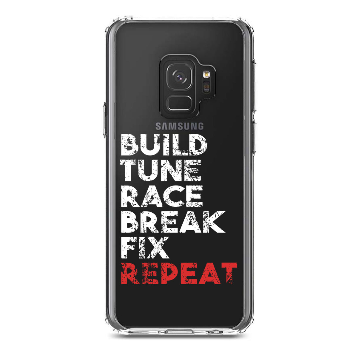 Build Tune Race Break Fix Repeat Clear Shockproof iPhone Case, view 19