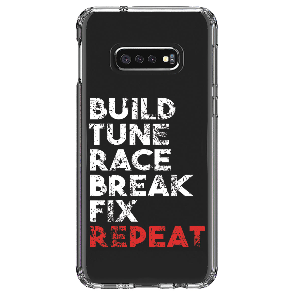 Build Tune Race Break Fix Repeat Clear Shockproof iPhone Case, view 18