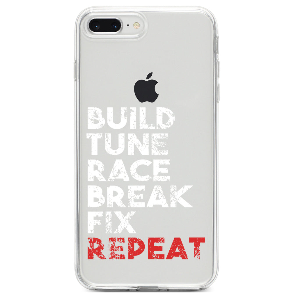 Build Tune Race Break Fix Repeat Clear Shockproof iPhone Case, view 6