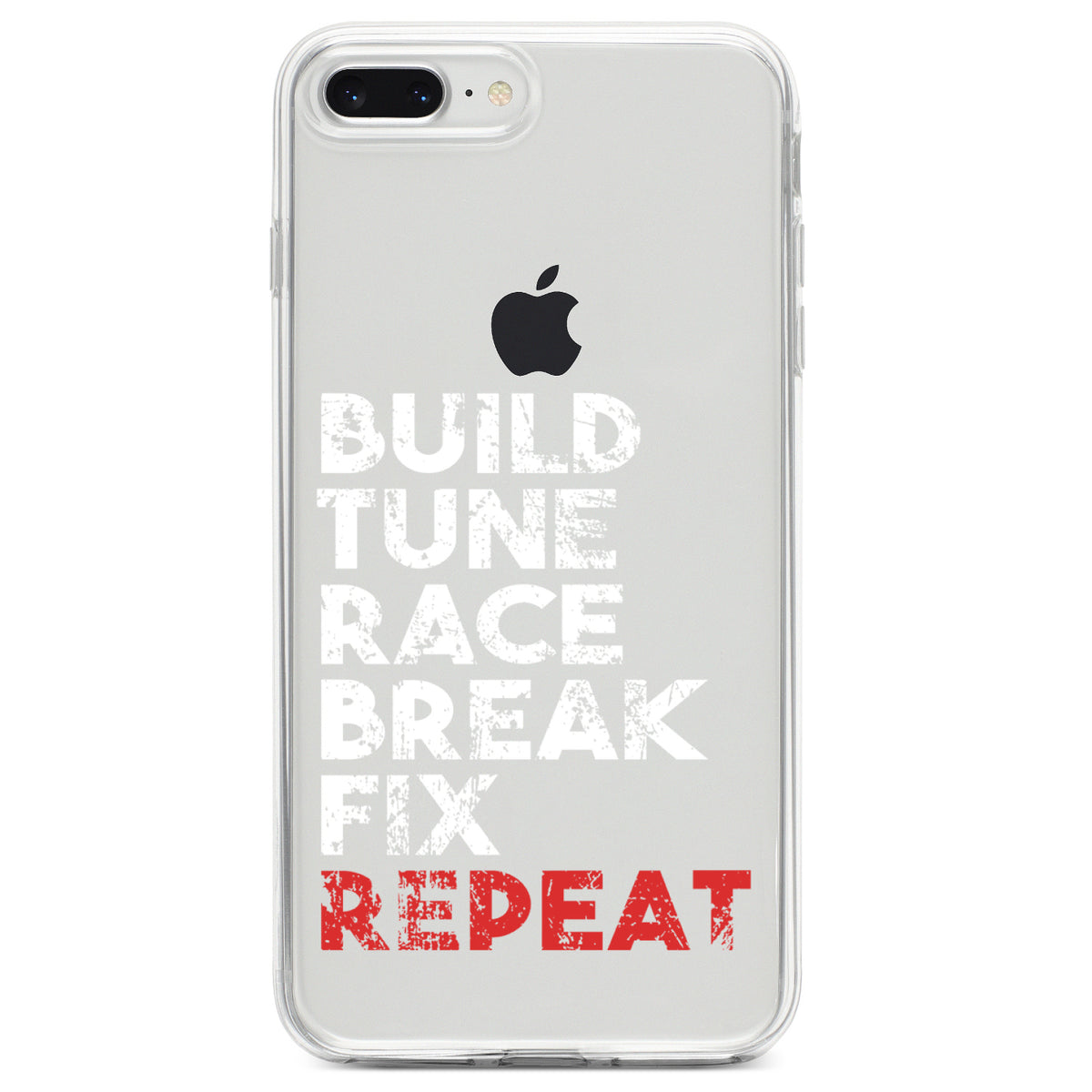 Build Tune Race Break Fix Repeat Clear Shockproof iPhone Case, view 6