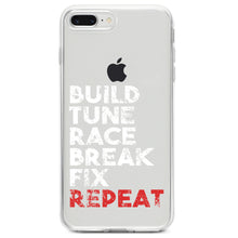 DistinctInk® Clear Shockproof Hybrid Case for Apple iPhone / Samsung Galaxy / Google Pixel - Build Tune Race Break Fix Repeat