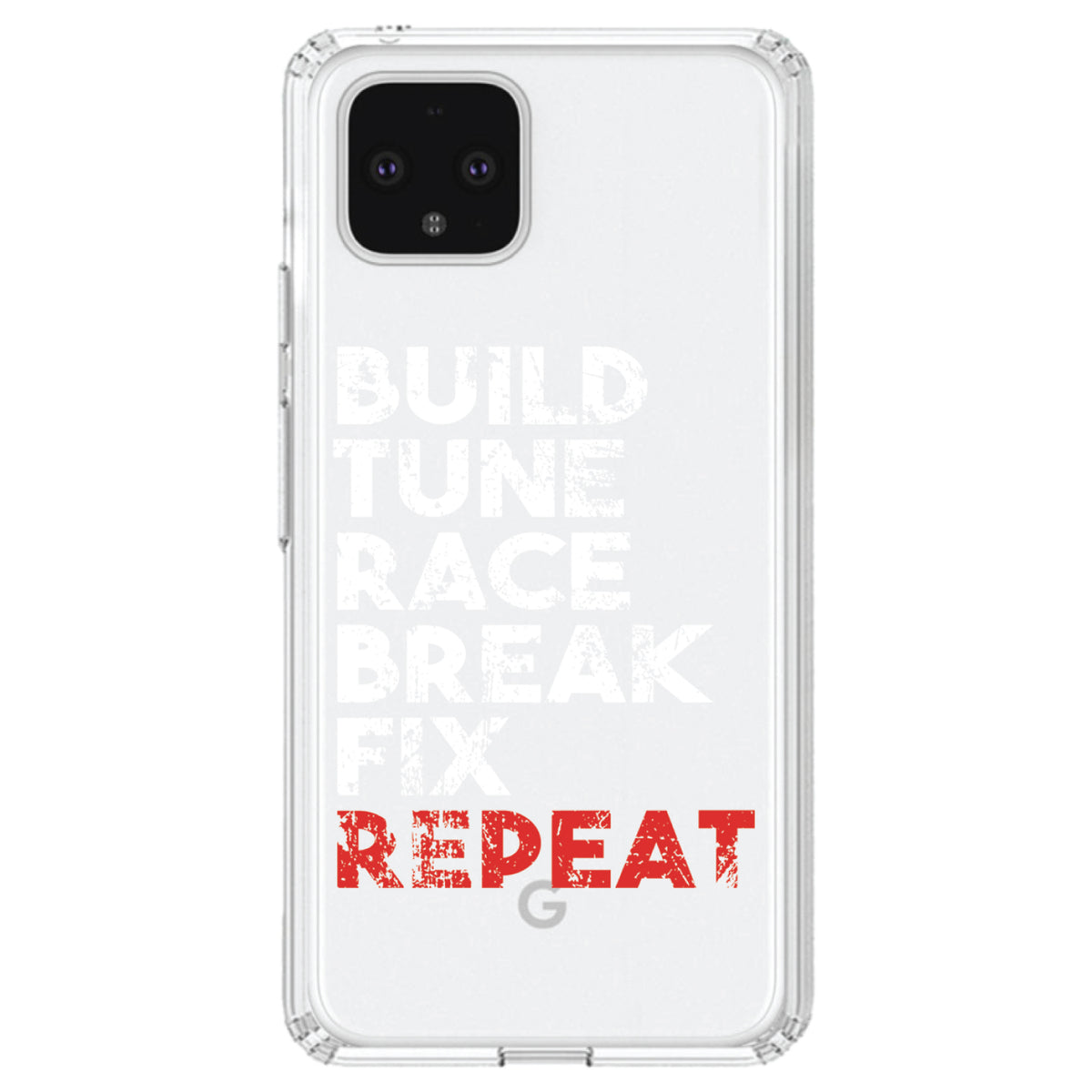 Build Tune Race Break Fix Repeat Clear Shockproof iPhone Case, view 24