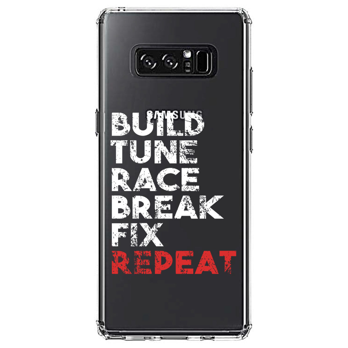 Build Tune Race Break Fix Repeat Clear Shockproof iPhone Case, view 12