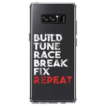 DistinctInk® Clear Shockproof Hybrid Case for Apple iPhone / Samsung Galaxy / Google Pixel - Build Tune Race Break Fix Repeat