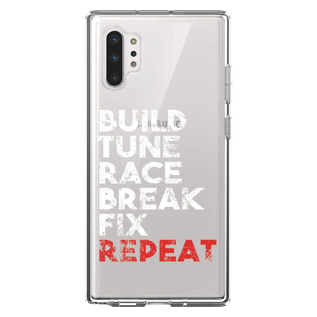 Build Tune Race Break Fix Repeat Clear Shockproof iPhone Case, view 10