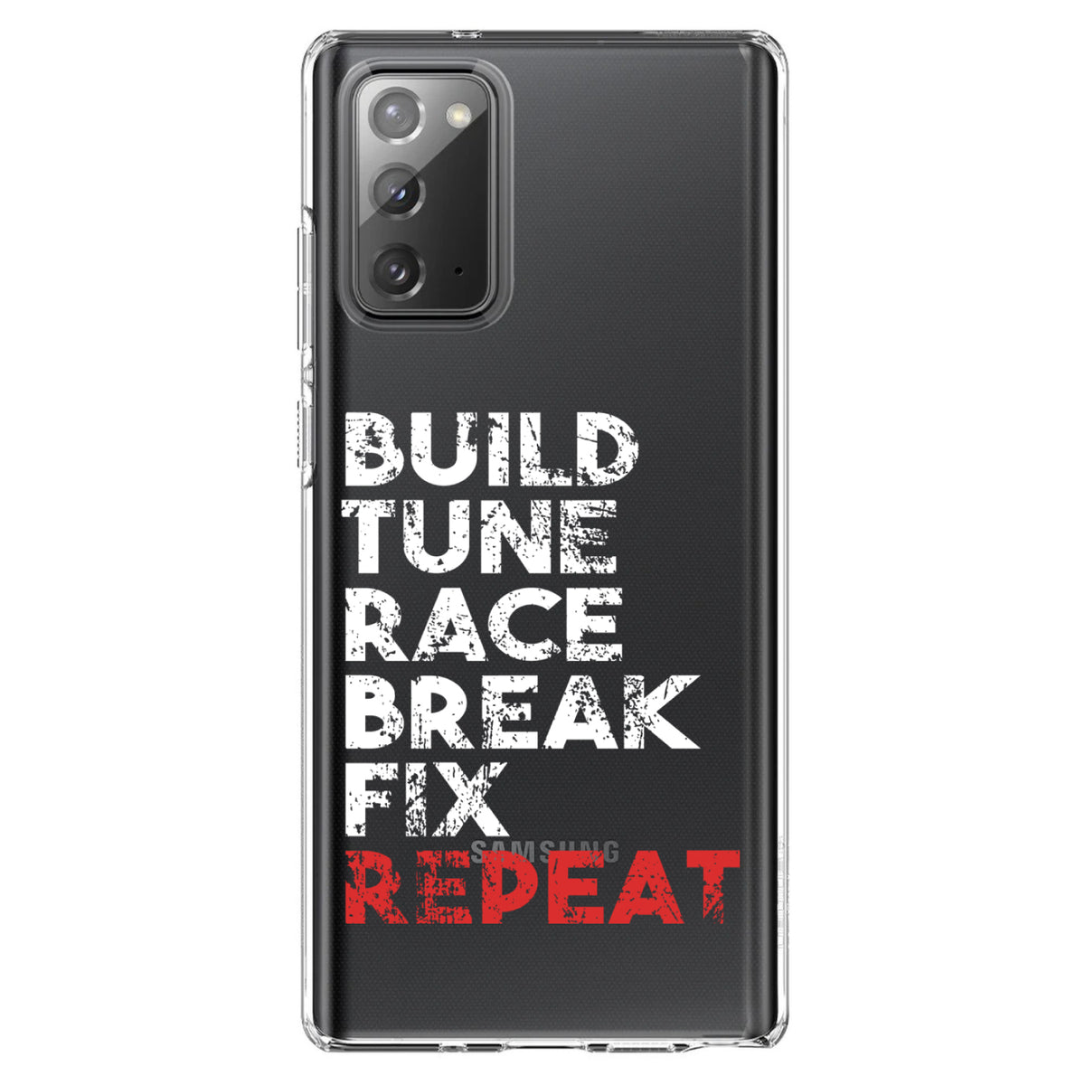 Build Tune Race Break Fix Repeat Clear Shockproof iPhone Case, view 8