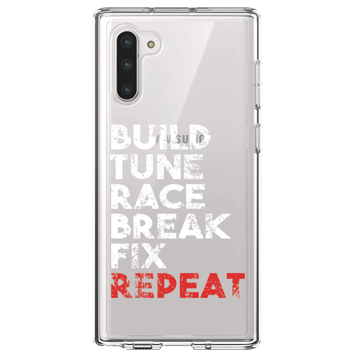 Build Tune Race Break Fix Repeat Clear Shockproof iPhone Case, view 9