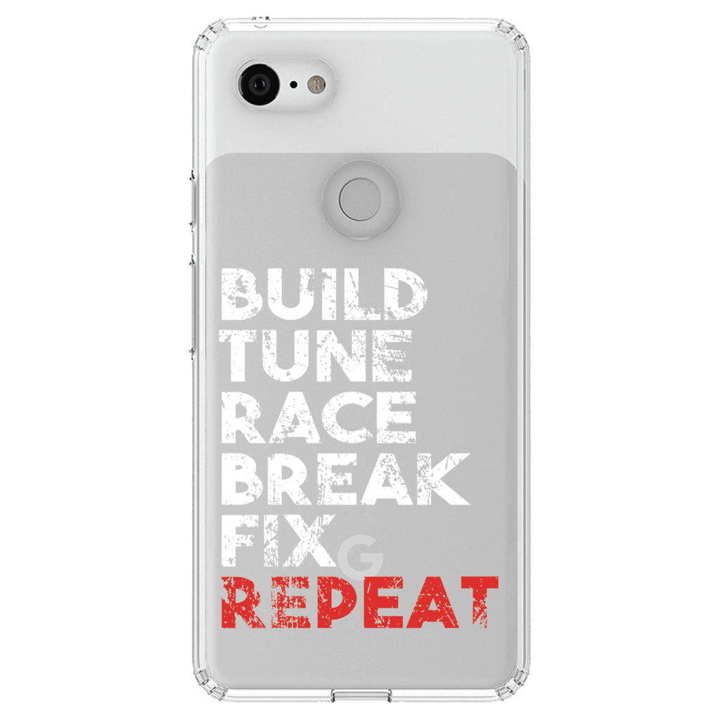 Build Tune Race Break Fix Repeat Clear Shockproof iPhone Case, view 22