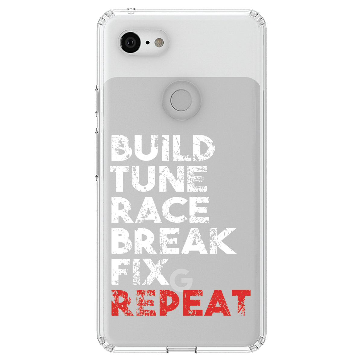Build Tune Race Break Fix Repeat Clear Shockproof iPhone Case, view 22