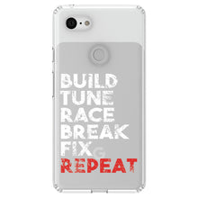 DistinctInk® Clear Shockproof Hybrid Case for Apple iPhone / Samsung Galaxy / Google Pixel - Build Tune Race Break Fix Repeat