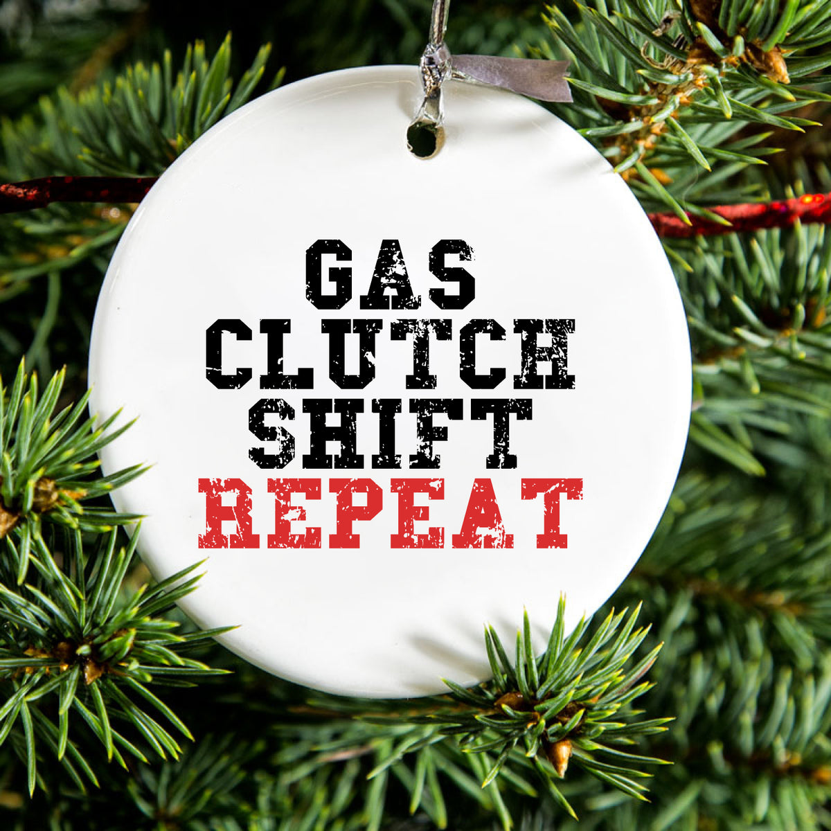 Gas Clutch Shift Repeat Ceramic Ornament, view 2