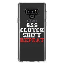 DistinctInk® Clear Shockproof Hybrid Case for Apple iPhone / Samsung Galaxy / Google Pixel - Gas Clutch Shift Repeat