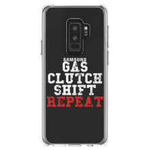DistinctInk® Clear Shockproof Hybrid Case for Apple iPhone / Samsung Galaxy / Google Pixel - Gas Clutch Shift Repeat