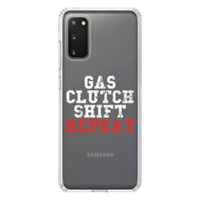 DistinctInk® Clear Shockproof Hybrid Case for Apple iPhone / Samsung Galaxy / Google Pixel - Gas Clutch Shift Repeat