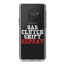 DistinctInk® Clear Shockproof Hybrid Case for Apple iPhone / Samsung Galaxy / Google Pixel - Gas Clutch Shift Repeat