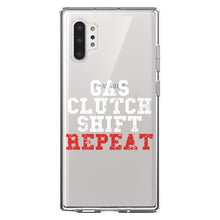DistinctInk® Clear Shockproof Hybrid Case for Apple iPhone / Samsung Galaxy / Google Pixel - Gas Clutch Shift Repeat