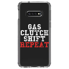 DistinctInk® Clear Shockproof Hybrid Case for Apple iPhone / Samsung Galaxy / Google Pixel - Gas Clutch Shift Repeat
