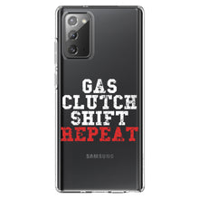 DistinctInk® Clear Shockproof Hybrid Case for Apple iPhone / Samsung Galaxy / Google Pixel - Gas Clutch Shift Repeat