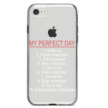 DistinctInk® Clear Shockproof Hybrid Case for Apple iPhone / Samsung Galaxy / Google Pixel - My Perfect Day - Motorbike Motorcycle