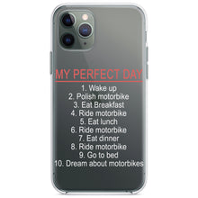 DistinctInk® Clear Shockproof Hybrid Case for Apple iPhone / Samsung Galaxy / Google Pixel - My Perfect Day - Motorbike Motorcycle