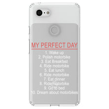 DistinctInk® Clear Shockproof Hybrid Case for Apple iPhone / Samsung Galaxy / Google Pixel - My Perfect Day - Motorbike Motorcycle