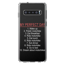 DistinctInk® Clear Shockproof Hybrid Case for Apple iPhone / Samsung Galaxy / Google Pixel - My Perfect Day - Motorbike Motorcycle