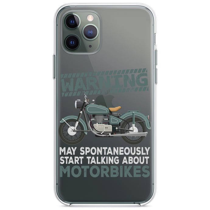 DistinctInk® Clear Shockproof Hybrid Case for Apple iPhone / Samsung Galaxy / Google Pixel - Spontaneously Talking About Motorcycles