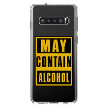 DistinctInk® Clear Shockproof Hybrid Case for Apple iPhone / Samsung Galaxy / Google Pixel - May Contain Alcohol Warning Sign