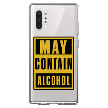 DistinctInk® Clear Shockproof Hybrid Case for Apple iPhone / Samsung Galaxy / Google Pixel - May Contain Alcohol Warning Sign