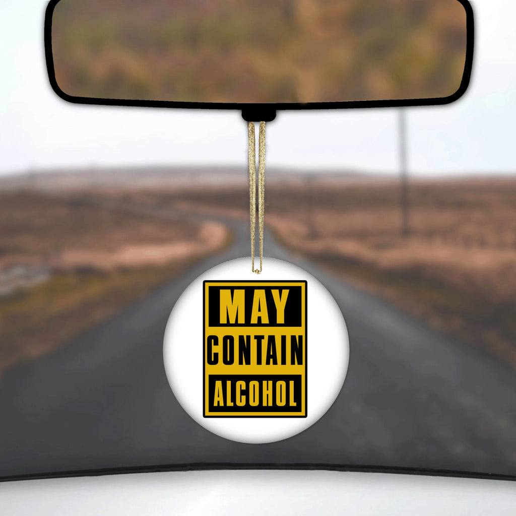 May Contain Alcohol Warning Sign Ceramic Ornament, view 3