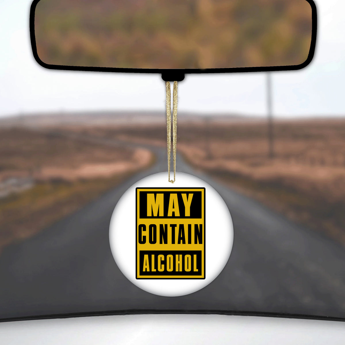 May Contain Alcohol Warning Sign Ceramic Ornament, view 3