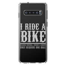 DistinctInk® Clear Shockproof Hybrid Case for Apple iPhone / Samsung Galaxy / Google Pixel - I Ride Bike - Sports Only Require 1 Ball
