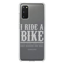 DistinctInk® Clear Shockproof Hybrid Case for Apple iPhone / Samsung Galaxy / Google Pixel - I Ride Bike - Sports Only Require 1 Ball