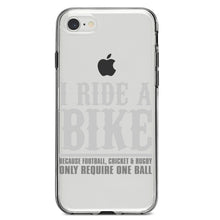 DistinctInk® Clear Shockproof Hybrid Case for Apple iPhone / Samsung Galaxy / Google Pixel - I Ride Bike - Sports Only Require 1 Ball