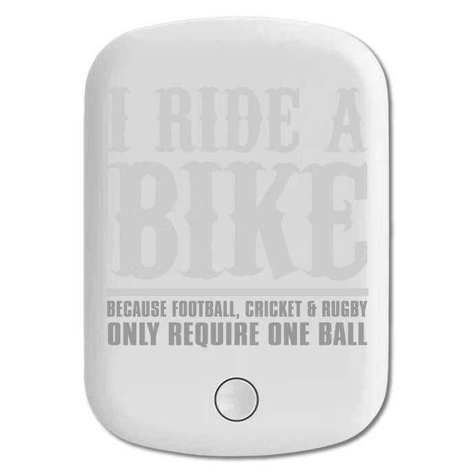 DistinctInk Magnetic Battery Pack, Wireless Portable Charger with USB-C Cable, Compatible with MagSafe iPhone 14 / 13 / 12 Series - I Ride Bike - Sports Only Require 1 Ball