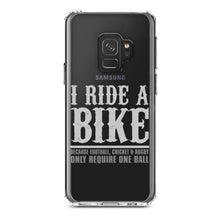 DistinctInk® Clear Shockproof Hybrid Case for Apple iPhone / Samsung Galaxy / Google Pixel - I Ride Bike - Sports Only Require 1 Ball