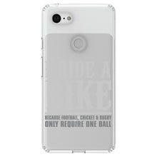 DistinctInk® Clear Shockproof Hybrid Case for Apple iPhone / Samsung Galaxy / Google Pixel - I Ride Bike - Sports Only Require 1 Ball