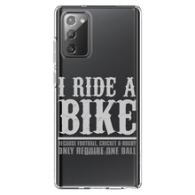 DistinctInk® Clear Shockproof Hybrid Case for Apple iPhone / Samsung Galaxy / Google Pixel - I Ride Bike - Sports Only Require 1 Ball