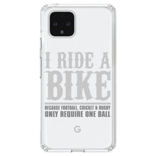 DistinctInk® Clear Shockproof Hybrid Case for Apple iPhone / Samsung Galaxy / Google Pixel - I Ride Bike - Sports Only Require 1 Ball