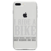DistinctInk® Clear Shockproof Hybrid Case for Apple iPhone / Samsung Galaxy / Google Pixel - I Ride Bike - Sports Only Require 1 Ball