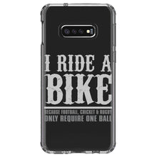 DistinctInk® Clear Shockproof Hybrid Case for Apple iPhone / Samsung Galaxy / Google Pixel - I Ride Bike - Sports Only Require 1 Ball