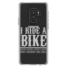 DistinctInk® Clear Shockproof Hybrid Case for Apple iPhone / Samsung Galaxy / Google Pixel - I Ride Bike - Sports Only Require 1 Ball