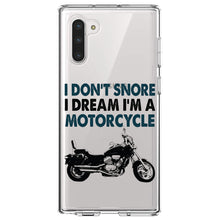 DistinctInk® Clear Shockproof Hybrid Case for Apple iPhone / Samsung Galaxy / Google Pixel - I Don't Snore, I Dream I'm a Motorcycle