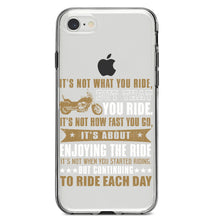 DistinctInk® Clear Shockproof Hybrid Case for Apple iPhone / Samsung Galaxy / Google Pixel - Not What Your Ride, That You Ride Motorcycle